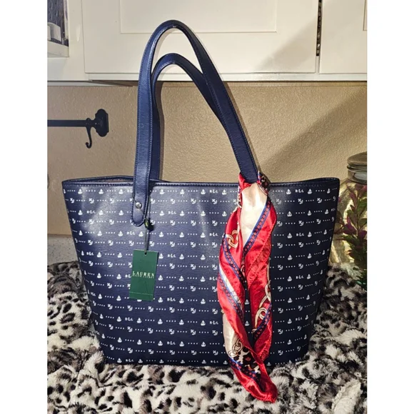 NWT Ralph Lauren Newbury Nautica Classic Tote with scarf - Picture 2 of 10